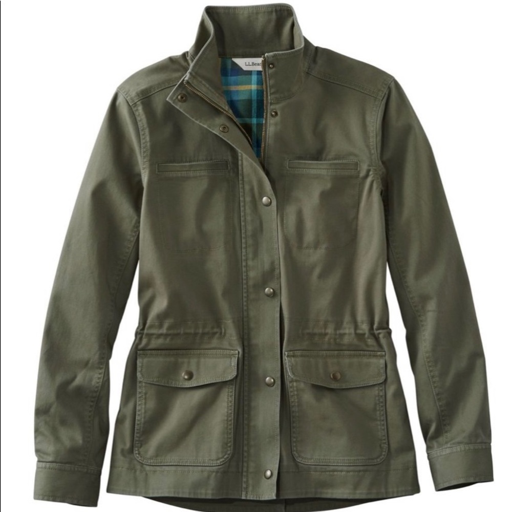 L.L.Bean Women's Classic Utility Jacket, Flannel-Lined green